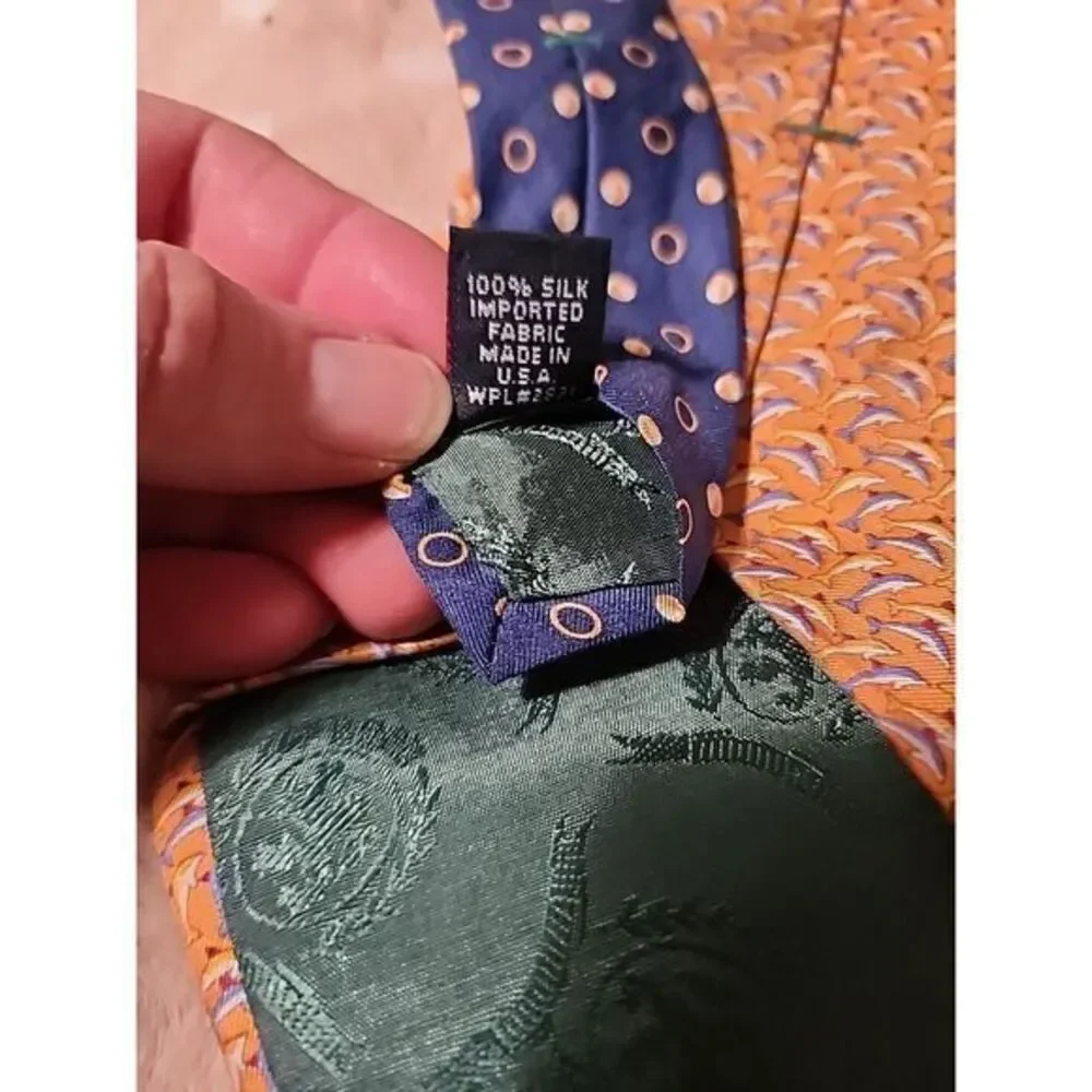 Tommy Hilfiger Orange Dolphins Men's Silk Neck Tie 58